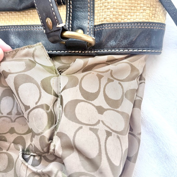 Vintage Coach Legacy Natural Woven Straw Handbag Leather Trim M05K-113 FLAWS - Picture 13 of 14